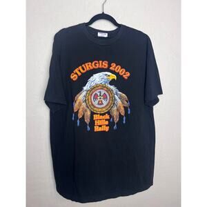 Sturgis 2002 Black Hills Rally Black Short Sleeve Eagle Graphic Size XL Vintage
